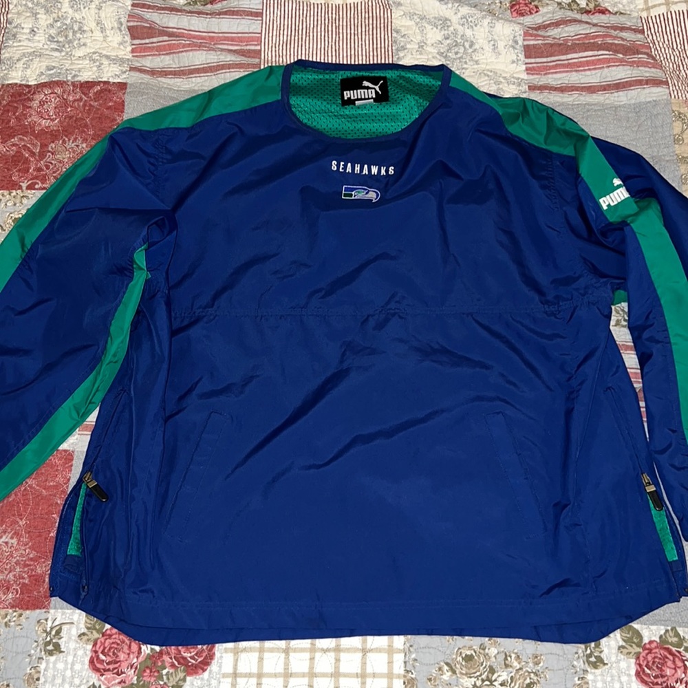 90’s Puma NFL Seattle Seahawks pullover windbreaker jacket XL Embroidered